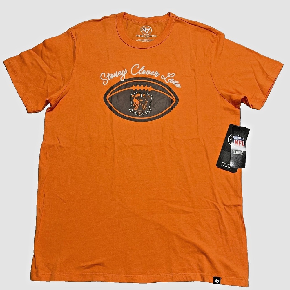 Stoney Clover Lane 47 Brand NFL Cleveland Browns Orange Bulldog T-Shirt Mens L - Picture 2 of 7